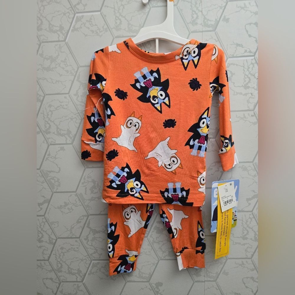 Nwt Unisex Girls And Boys Bluey Halloween Viscose Pajama Set, SIZE 12 months